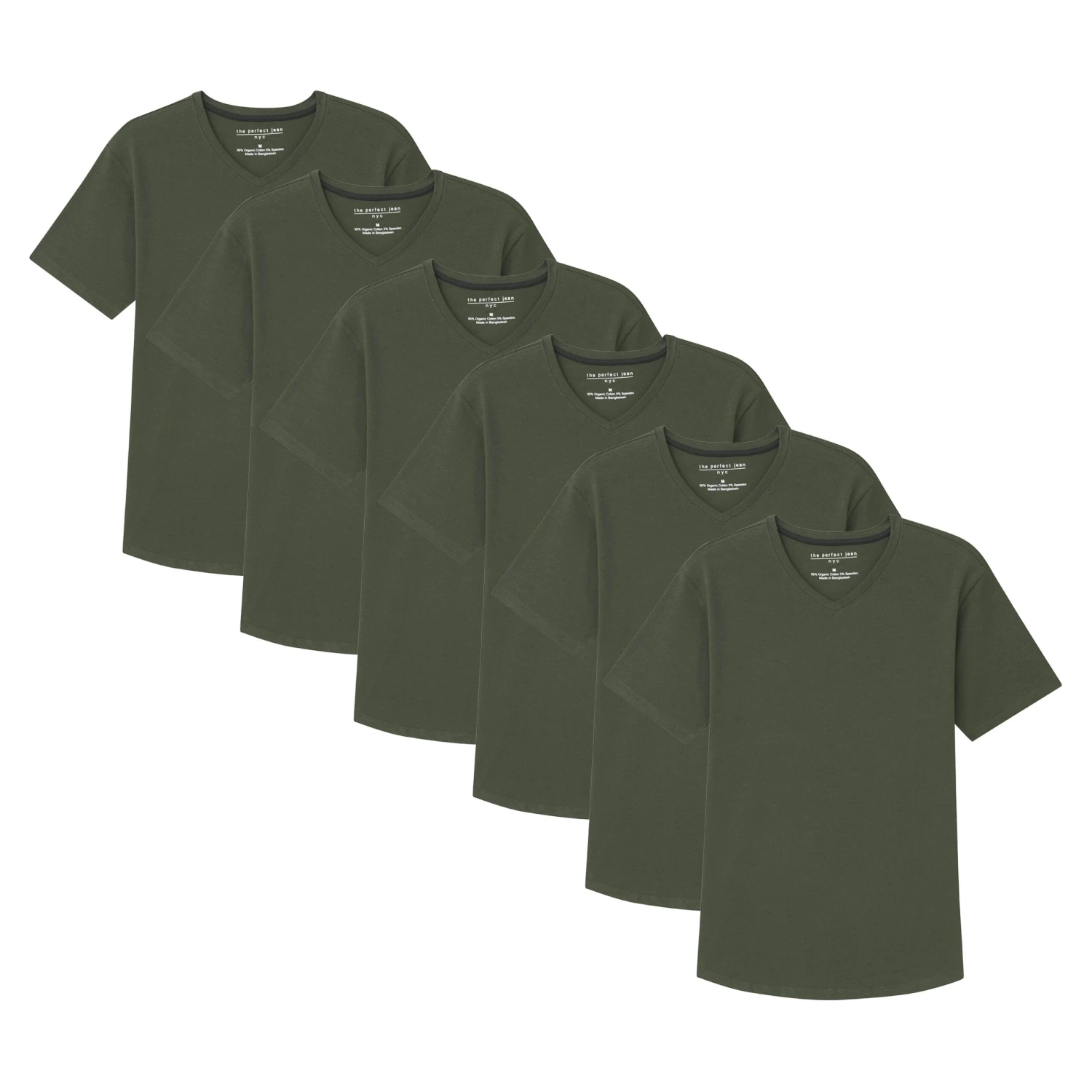 Organic V-Neck T-Shirt 6 Pack / Olive 3 Organic V-Neck T-Shirt 6 Pack / Olive