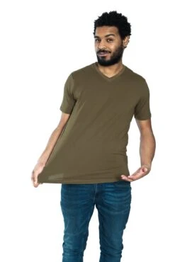 Organic V-Neck T-Shirt / Military Olive -The Perfect Jean Shop E OLIVE VNECK 7 1