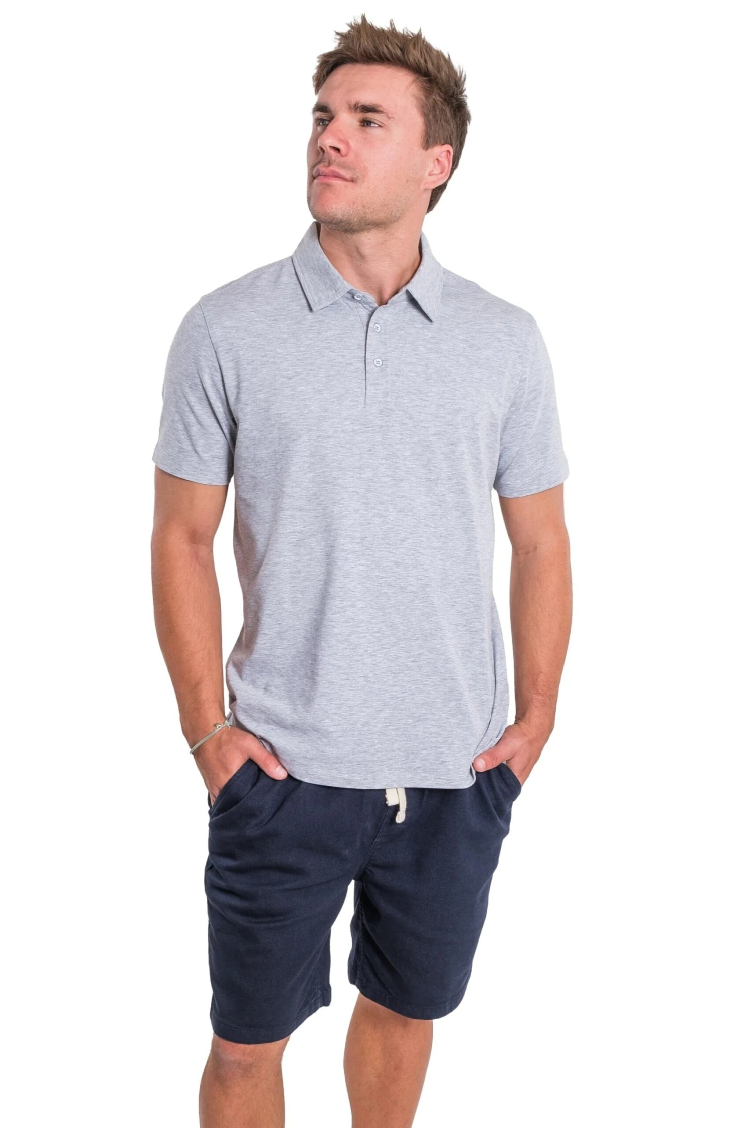 Organic Polo Shirt / Heather Grey 4 Organic Polo Shirt / Heather Grey - Image 2