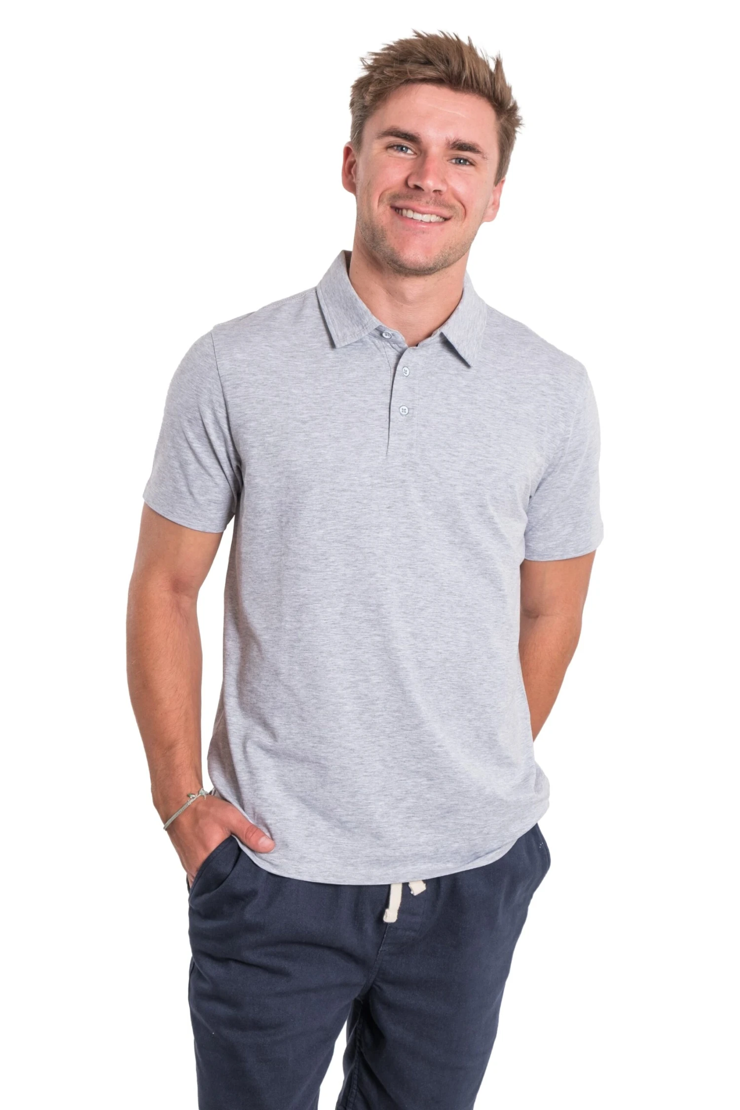 Organic Polo Shirt / Heather Grey 3 Organic Polo Shirt / Heather Grey