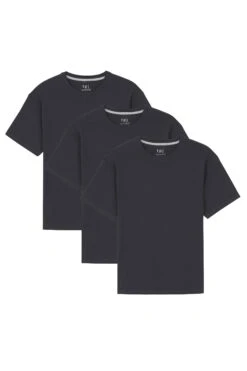 Organic Athletic Fit Crew Neck T-Shirt 3 Pack / Black