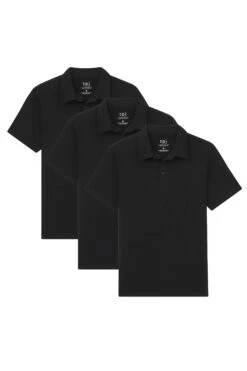 Organic Polo Shirt 3 Pack -The Perfect Jean Shop black polo 3 pack vertical