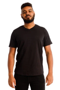 Organic V-Neck T-Shirt / Black