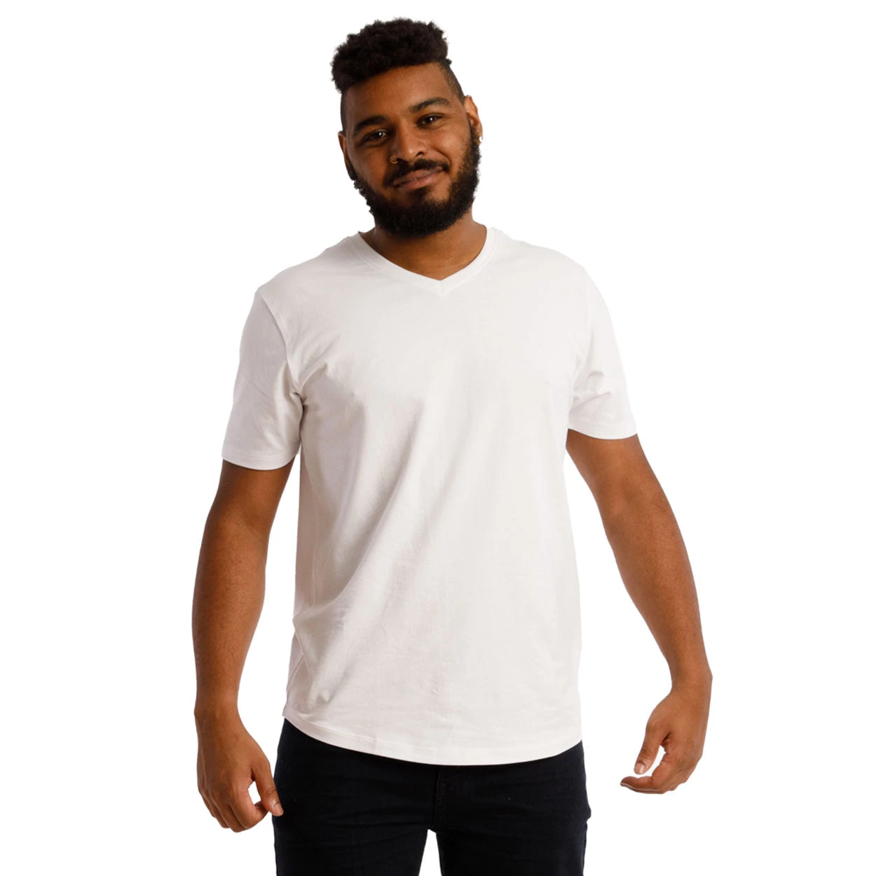 Organic V-Neck T-Shirt 3 Pack / White 4 Organic V-Neck T-Shirt 3 Pack / White - Image 2