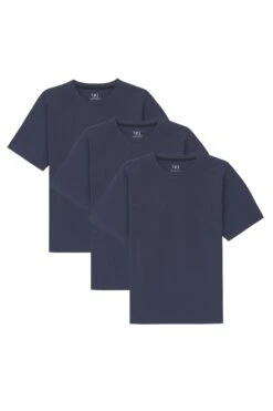 Organic Athletic Fit Crew Neck T-Shirt 3 Pack / Navy
