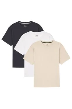 Organic Athletic Fit Crew Neck T-Shirt 3 Pack / Neutrals