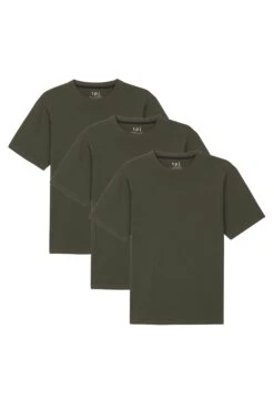 Organic Athletic Fit Crew Neck T-Shirt 3 Pack / Olive