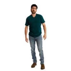 Organic V-Neck T-Shirt / Teal -The Perfect Jean Shop slimthicc sky tealV 0393 Edit