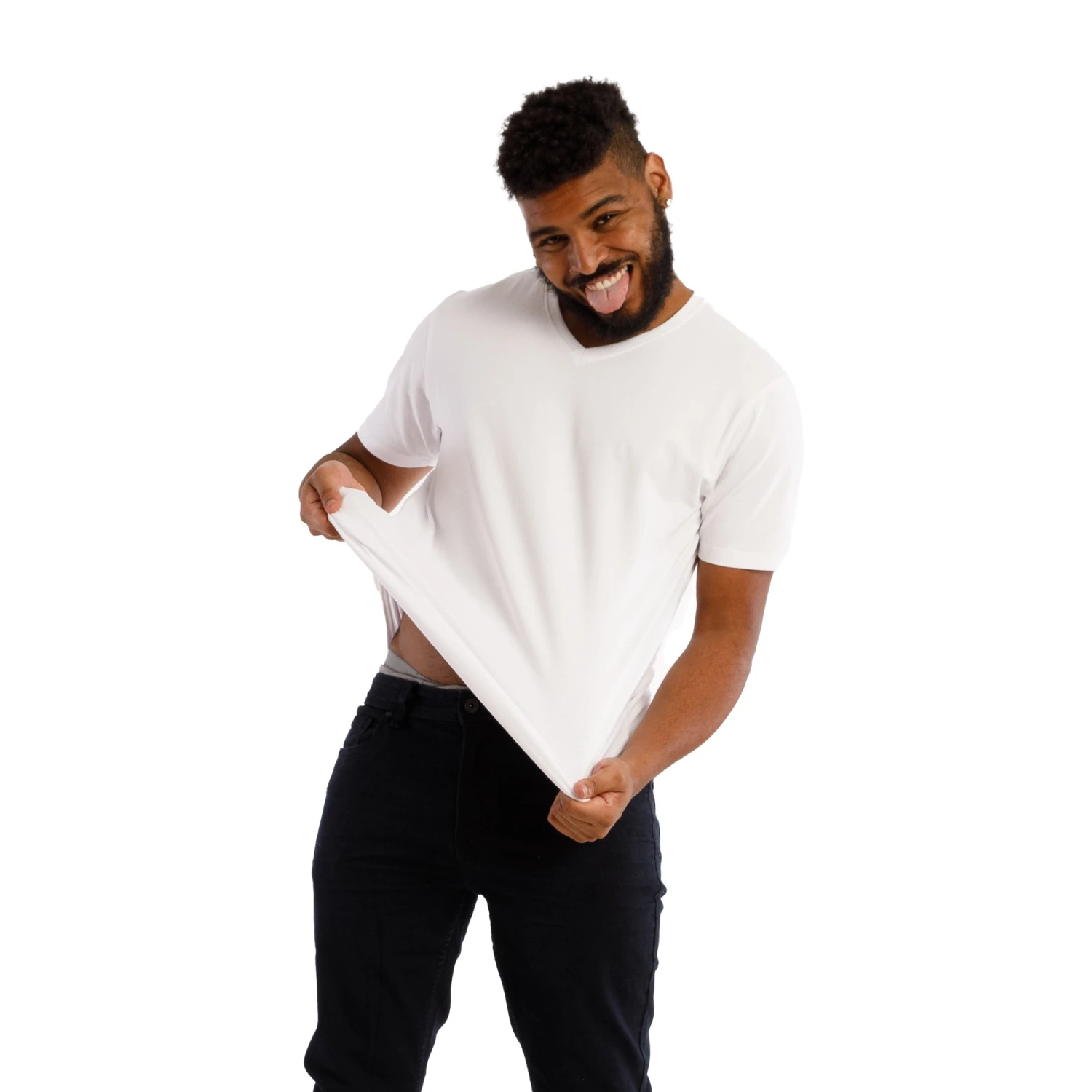 Organic V-Neck T-Shirt 3 Pack / White 5 Organic V-Neck T-Shirt 3 Pack / White - Image 3