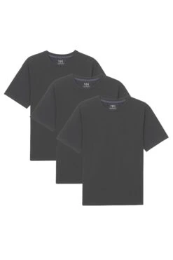 Organic Athletic Fit Crew Neck T-Shirt 3 Pack / Steel