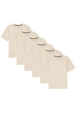 Organic Athletic Fit Crew Neck T-Shirt 6 Pack / Tan