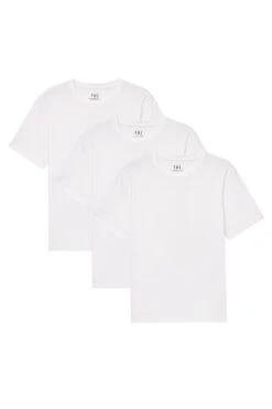 Organic Athletic Fit Crew Neck T-Shirt 3 Pack / White